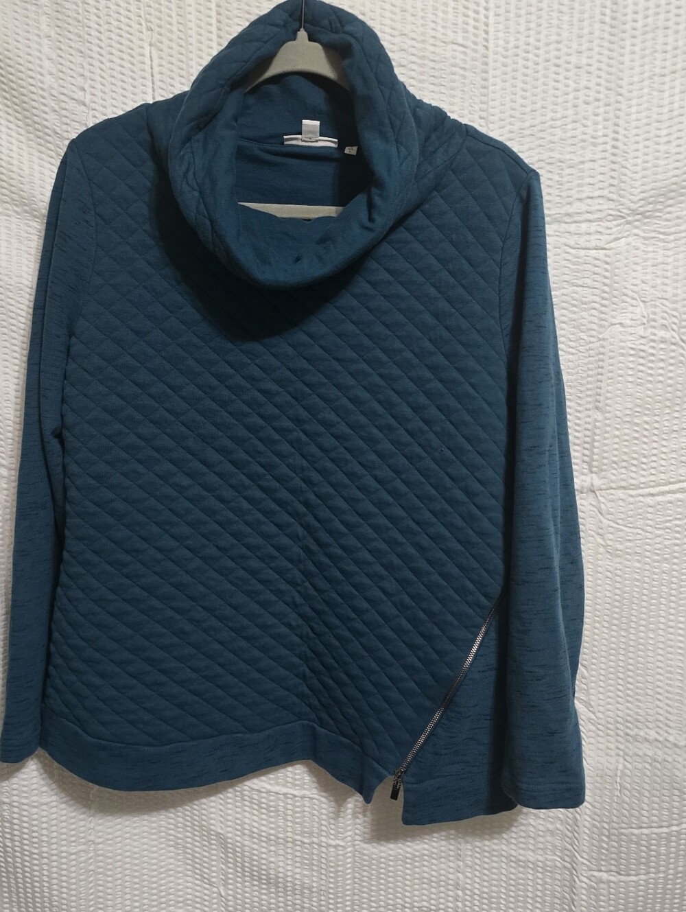 Chico’s Teal Quilted Cashmere Blend 2-Pc Set Top L Pants M